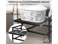 ML-Design Waschmaschinen<Waschmaschinen Untergestell mit Ausziehbarer Ablage Schwarz aus Stahl