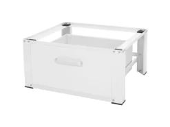 ML-Design Waschmaschinen Untergestell mit Schublade 63x54cm Stahl Weiß bis 150kg< Waschmaschinen