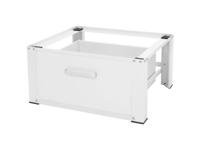 ML-Design Waschmaschinen Untergestell mit Schublade 63x54cm Stahl Weiß bis 150kg< Waschmaschinen