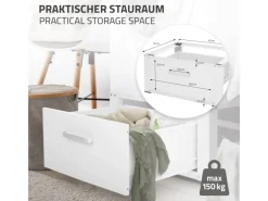 ML-Design Waschmaschinen Untergestell mit Schublade 63x54cm Stahl Weiß bis 150kg< Waschmaschinen
