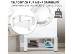 ML-Design Waschmaschinen Untergestell mit Ablage 63x54 cm Stahl Weiß bis 150kg< Waschmaschinen