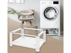 ML-Design Waschmaschinen Untergestell mit Ablage 63x54 cm Stahl Weiß bis 150kg< Waschmaschinen