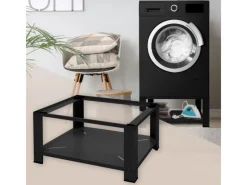 ML-Design Waschmaschinen<Waschmaschinen Untergestell mit Ablage 63x54cm Stahl Schwarz bis 150kg