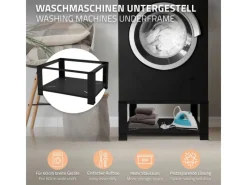 ML-Design Waschmaschinen<Waschmaschinen Untergestell mit Ablage 63x54cm Stahl Schwarz bis 150kg
