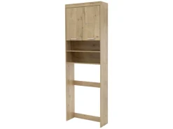 ML-Design Waschmaschinen<Waschmaschinenschrank mit 2 Türen 2 Offenen Fächern Eichenoptik