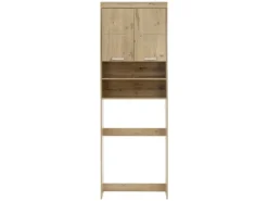 ML-Design Waschmaschinen<Waschmaschinenschrank mit 2 Türen 2 Offenen Fächern Eichenoptik