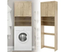 ML-Design Waschmaschinen<Waschmaschinenschrank mit 2 Türen 2 Offenen Fächern Eichenoptik