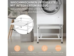 ML-Design Waschmaschinen<Waschmaschinen-Untergestell Ausziehbarer Ablage Weiß 62,5x53,5x45 cm