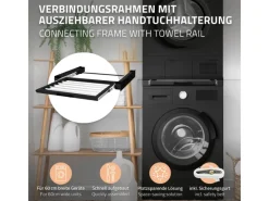 ML-Design Waschmaschinen<Zwischenbaurahmen mit Wäscheleine Stahl 60,5x54,5cm Schwarz