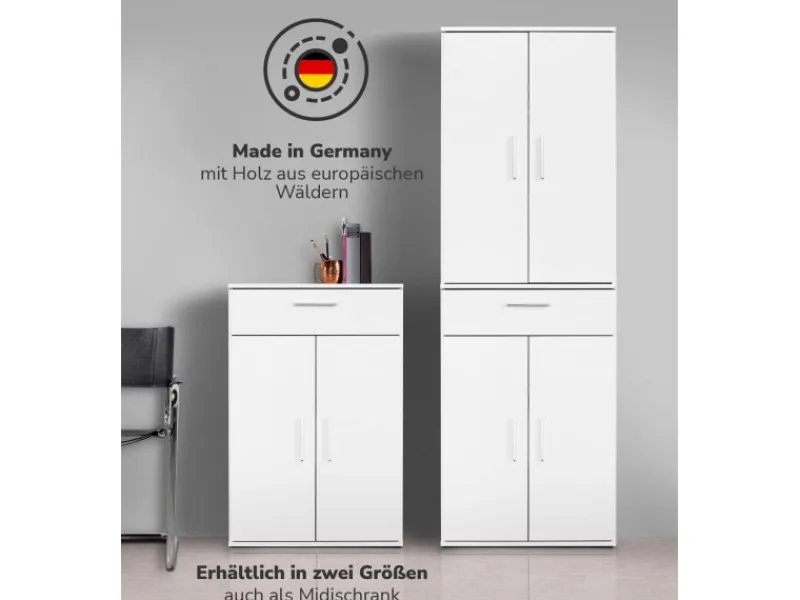 Outlet mokebo Midischrank in Der Praktische Mehrzweckschrank oder Aufbewahrungsschrank Weiß