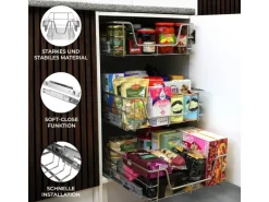 Monstershop 6 x Ausziehbare Küchenschublade  Für 50cm Breite Schränke< Vorratsbehälter|Vorratsdosen