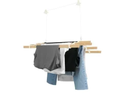 Monstershop Wäschetrockner<1.4m Elfenbeinfarbener 6-Latten-Wäscheständer mit Deckenrollen