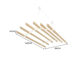 Monstershop Wäschetrockner<1.4m Elfenbeinfarbener 6-Latten-Wäscheständer mit Deckenrollen
