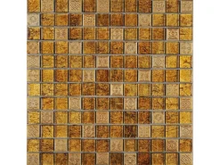 Mosaik Glas & Stein Inka Relief 30 cm x 30 cm Gold