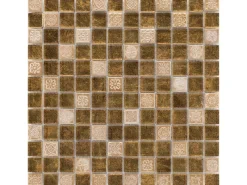 Mosaik Glas & Stein Inka Relief 30 cm x 30 cm Gold
