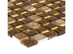 Mosaik Glas & Stein Inka Relief 30 cm x 30 cm Gold