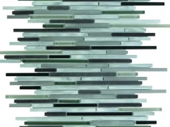 Küchenrückwände<Mosaikmatte Glas Aluminium Black Grey 30 cm x30 cm