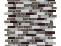 Mosaikmatte Glas Stein Bordo Grey White 30 cm x 30 cm< Küchenrückwände