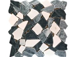 Küchenrückwände<Mosaikmatte Polygonal Schwarz Grau Weiß 30 cm x 30 cm