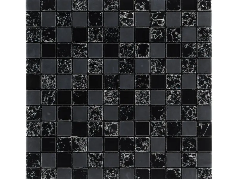 Küchenrückwände<Mosaikmatte Smart Black Glas Schwarz 30 cm x 30 cm
