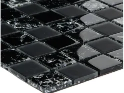 Küchenrückwände<Mosaikmatte Smart Black Glas Schwarz 30 cm x 30 cm