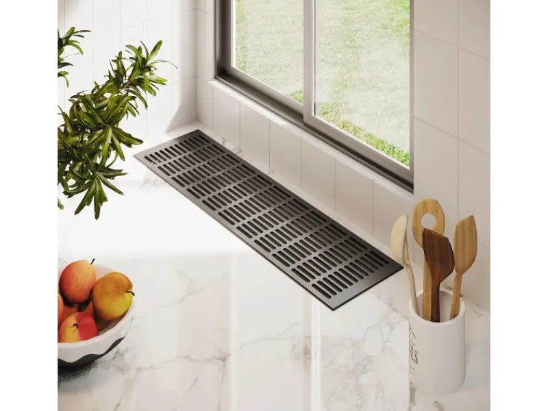 MS Beschläge Alu-Gitter 150 x 1000 mm Anthrazit RAL 7016 Luftzirkulation< Gefrierschränke|Kühlschränke