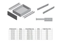 Küchenschränke<MS Beschläge Schubladenauszug Vollauszug Verzinkt 300 mm Höhe 45 mm