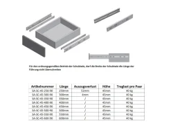 Clearance MS Beschläge Schubladenauszug Schwarz Vollauszug 30 KG 500 mm