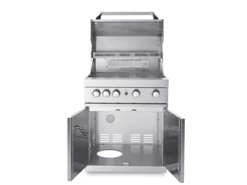 MyOutDoorKitchen Freistehender Gasgrill mit 4 Brennern und Infrarotbrenner Stainless Collection< Pfannen