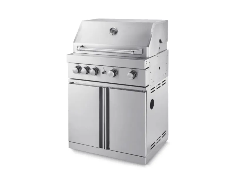 MyOutDoorKitchen Freistehender Gasgrill mit 4 Brennern und Infrarotbrenner Stainless Collection< Pfannen