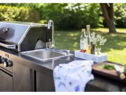 MyOutDoorKitchen Schneidebretter<Modul mit Spülbecken und Aufbewahrungsschrank Black Collection