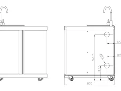 MyOutDoorKitchen Schneidebretter<Modul mit Spülbecken und Aufbewahrungsschrank Black Collection