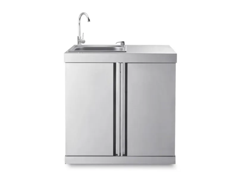 MyOutDoorKitchen Modul mit Spülbecken und Aufbewahrungsschrank Stainless Collection< Schneidebretter