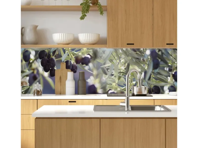 Küchenrückwände<MySpotti Küchenrückwand Profix Cucina Olivenbaum 160 x 60 cm Blau-Grün