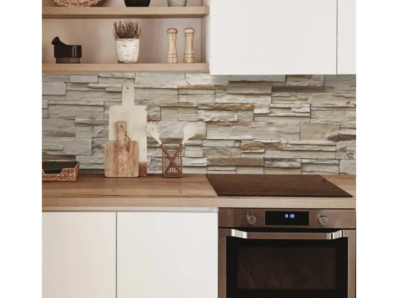 Hot MySpotti Küchenrückwand Profix Cucina Rustical Bricks 160 x 60 cm Stein Hell