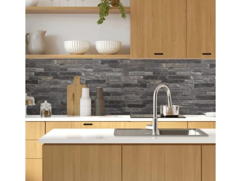 MySpotti Küchenrückwand Profix Cucina Black Bricks 270 x 60 cm Steingrau