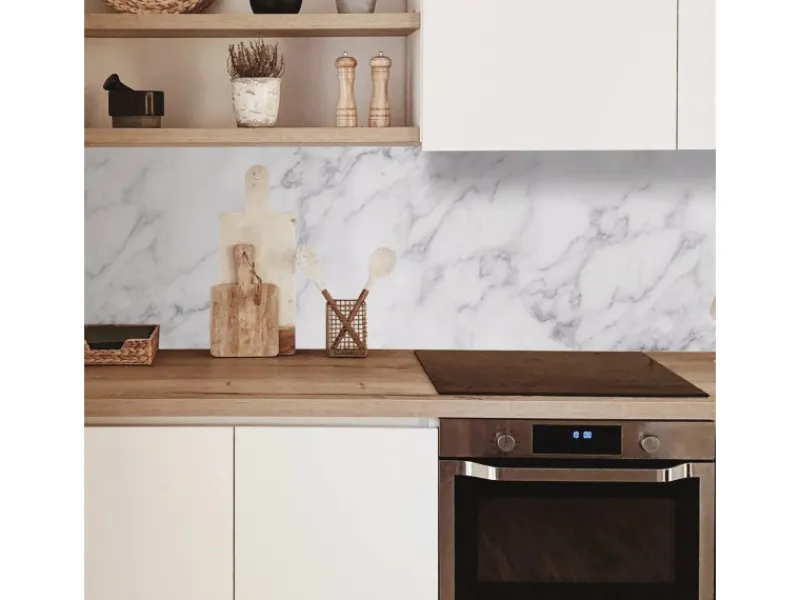 Best MySpotti Küchenrückwand Profix Cucina Patricia 100 x 60 cm Weiß-Marmoriert