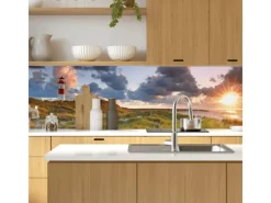 Hot MySpotti Küchenrückwand Profix Cucina Leuchtturmpanorama 210 x 60 cm Abendsonne