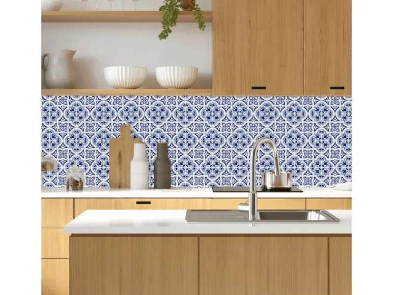MySpotti Küchenrückwand Profix Cucina Apollon 210 x 60 cm Blau-Weiß< Küchenrückwände
