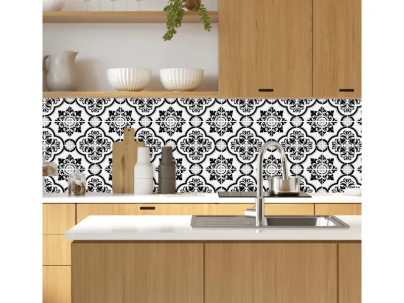 Küchenrückwände<MySpotti Küchenrückwand Profix Cucina Elena Fliese 210 x 60 cm Schwarz-Weiß