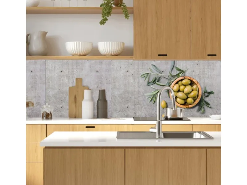 MySpotti Küchenrückwand Profix Cucina Olive concrete 100 x 60 cm Grau-Grün
