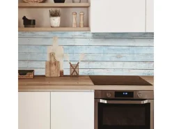 MySpotti Küchenrückwand Profix Cucina Wood Light 100 x 60 cm Hellblau-Weiß