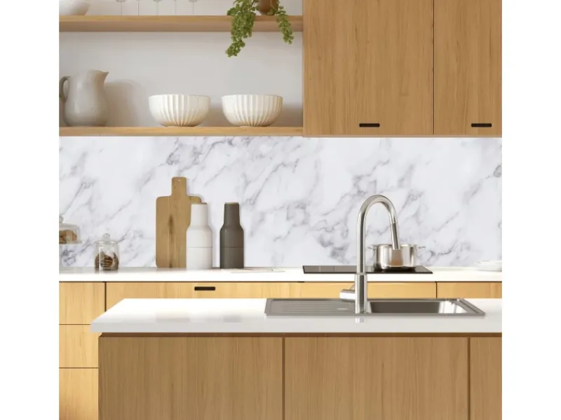 MySpotti Küchenrückwand Profix Cucina Patricia 210 x 60 cm Weiß-Marmoriert< Küchenrückwände