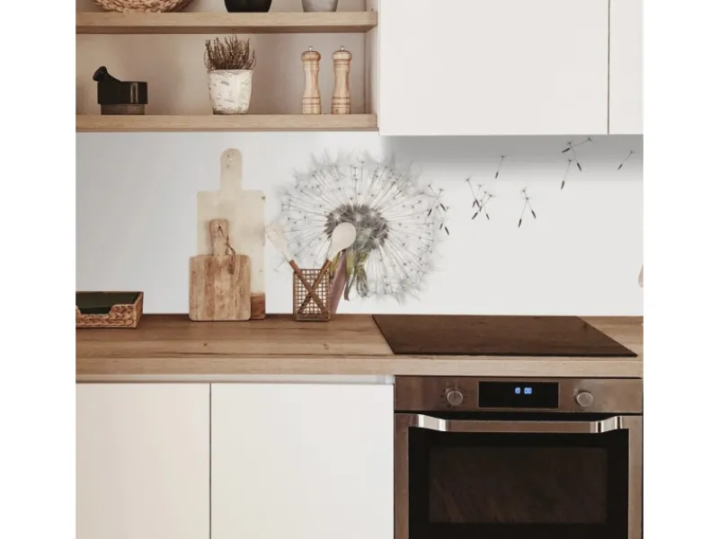 Outlet MySpotti Küchenrückwand Profix Cucina Dandelion 270 x 60 cm Weiß-Grau