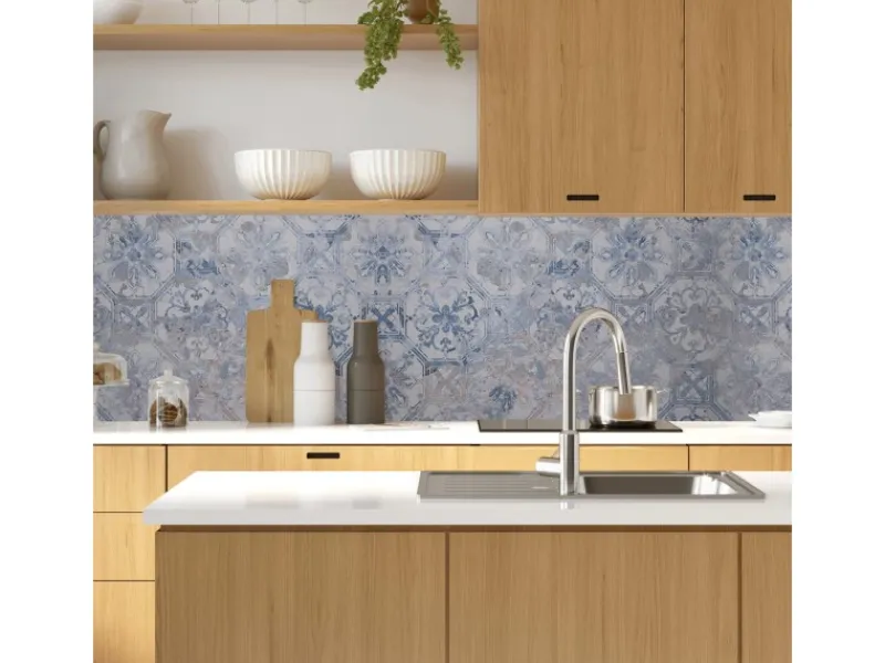 MySpotti Küchenrückwand Profix Cucina Vintage Fliese 270 x 60 cm Hellblau< Küchenrückwände
