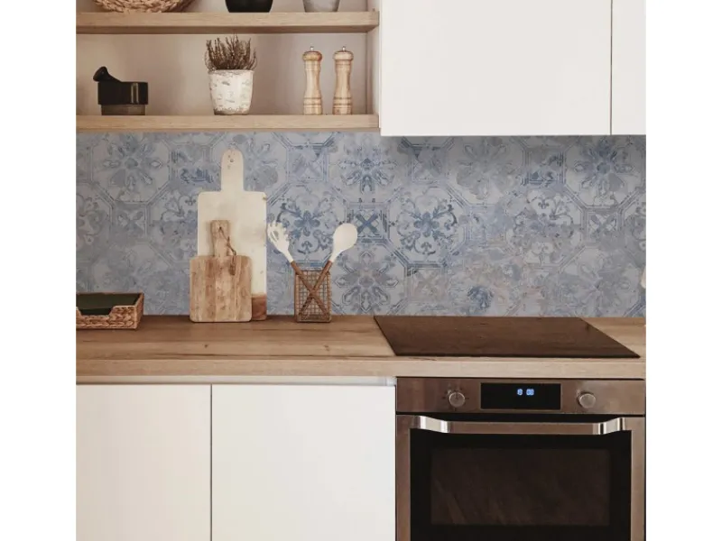 MySpotti Küchenrückwand Profix Cucina Vintage Fliese 270 x 60 cm Hellblau< Küchenrückwände