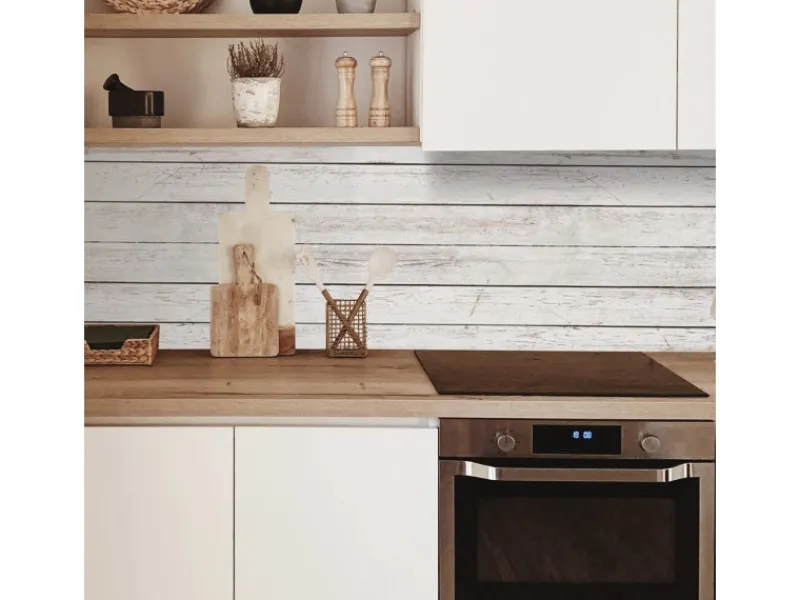 Küchenrückwände<MySpotti Küchenrückwand Profix Cucina Jona Holz 210 x 60 cm Datcha Weiß