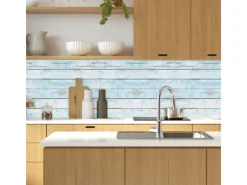 MySpotti Küchenrückwand Profix Cucina Wood Light 270 x 60 cm Cyanblau< Küchenrückwände