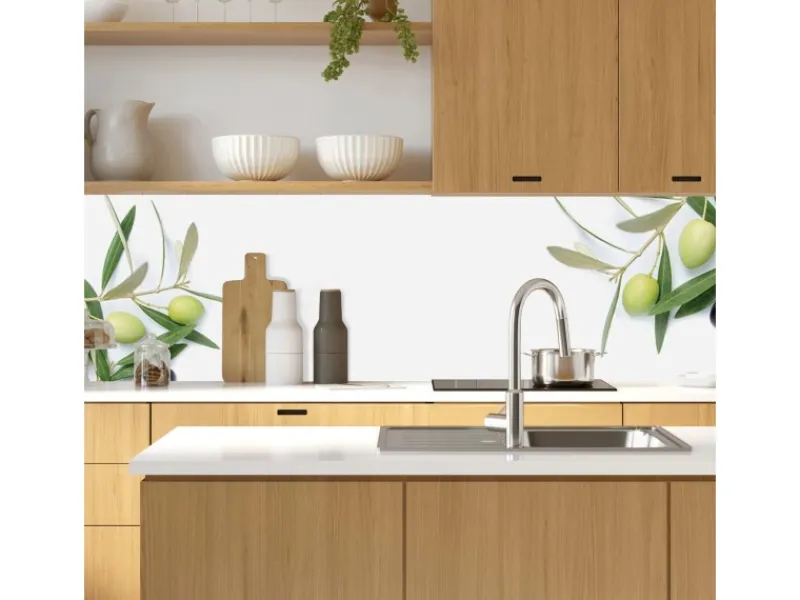 Online MySpotti Küchenrückwand Profix Cucina Olivenzweig 100 x 60 cm Olivgrün
