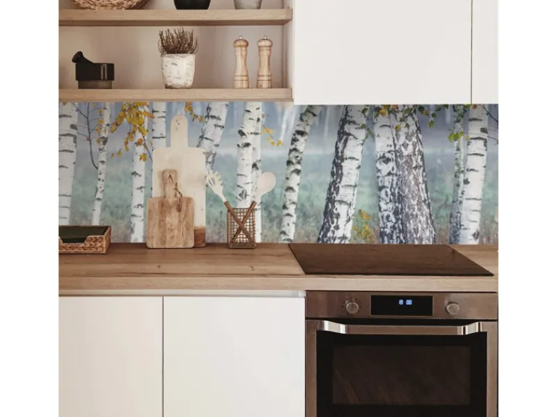 Discount MySpotti Küchenrückwand Profix Cucina Birkenwald 210 x 60 cm Birke-Weiß
